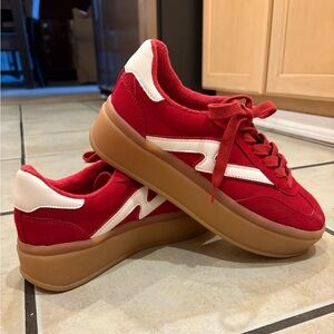 Red and White Women's Madden Girl Sneakers